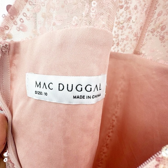 Mac Duggal Embellished Plunging V-neckline OpenBack Dress Rose Pink Size 10 NWT - Picture 9 of 12